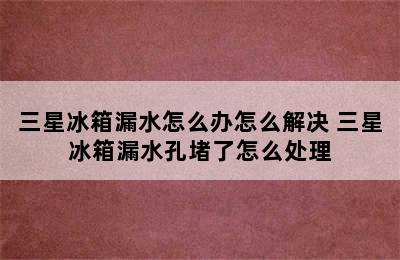 三星冰箱漏水怎么办怎么解决 三星冰箱漏水孔堵了怎么处理